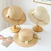 Girls Floral Ribbon Straw Hat Summer Breathable Sun Hat Women Fashion UV Protection Woven Cap