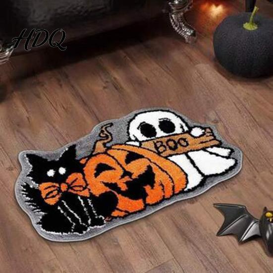 Stain-resistant Gothic Mat Halloween Bath Mat, Non-Slip Fluffy Ghost Rug, Pumpkin Absorbent Skin-friendly Soft Shower Bathroom Washable Area