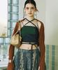 Cecese Fingerhole Two-Way Knit Bolero Camel