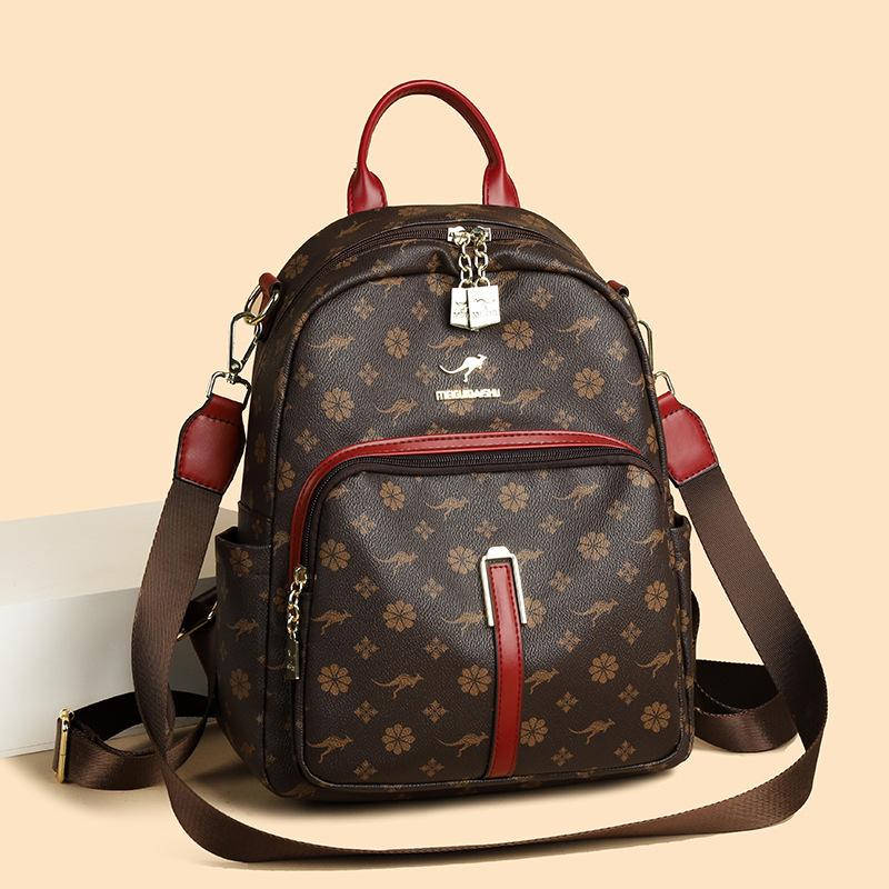 Schoolbag Fashion Trend Bag Women's 1011 New Printed Shoulder Double Shoulder Premium Sense Multifunctional Large Capacity Travel Backpack