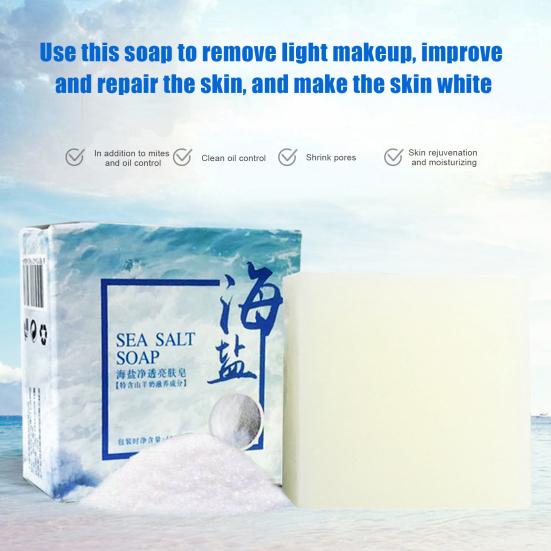 1/3pcs Upgrade Sea Salt Soap Cleaner Removal Pimple Pores Acne Treatment Goat Milk Moisturizing Face Wash Soap Base Skin Care