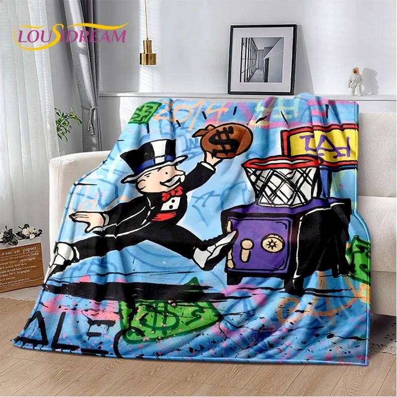 Games Dollar Monopoly Cartoon Money Soft Blankets,Keep Warm Throw Blanket Comfortable Blanket for Picnic Beds Sofa Home Bedroom