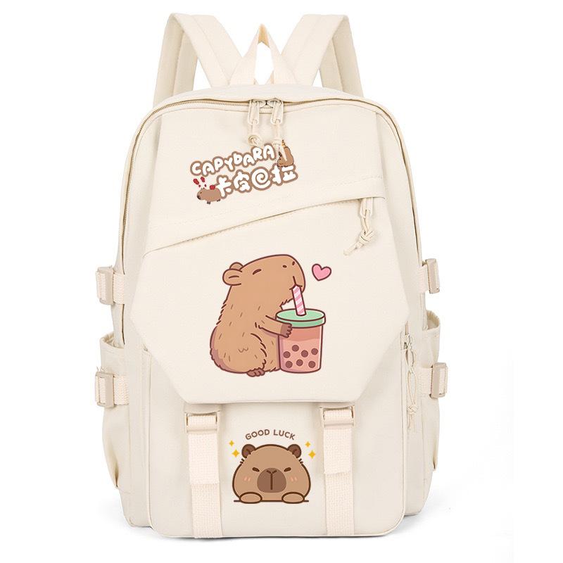New Kapibara cute emoji print college light style primary and secondary school students spine bag