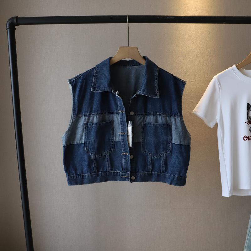 Bi Zheng 2025 Spring Korean-Style Age-Reducing Loose Denim Vest for Women