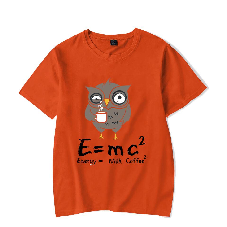 E MC2 Energy Milk Coffee Print T-shirt Street Fashion Style Short Sleeve T-shirt Men's and Women's Summer Comfort T-shirt