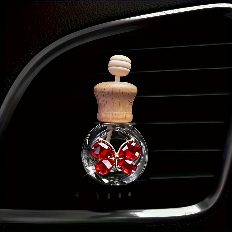 1pc Car Butterfly Glass Bottle, Reusable Car Essential Oil Diffuser, Empty Glass Bottle Pure Decoration Car Accessories