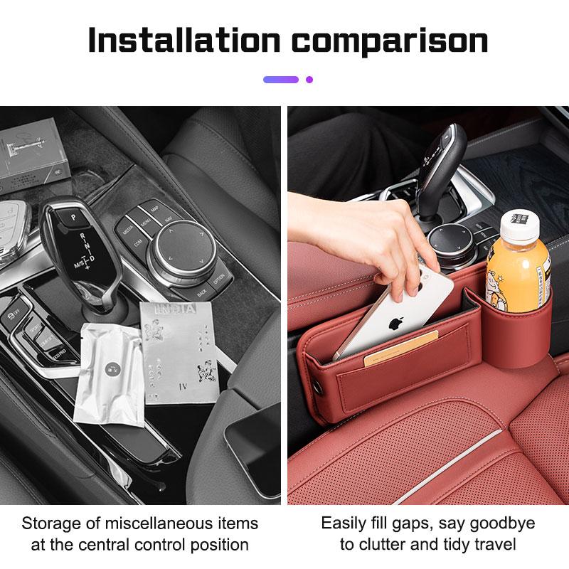EBGU9 Leather Car Seat Gap Storage Box Cup Holder For BMW X1 X2 X3X5 X4 X6 X7 1 3 5 6 7 Series F40 E60 E90 F10 F15 F20 F30 G20 G30 G38