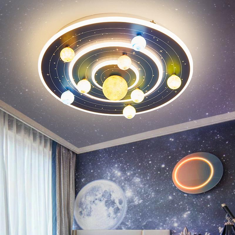 Warm Romantic Boy Girl Bedroom Princess Room Decor Ceiling Lights Modern Creative Galaxy Planet Lamp Children Room Ceiling Lamps