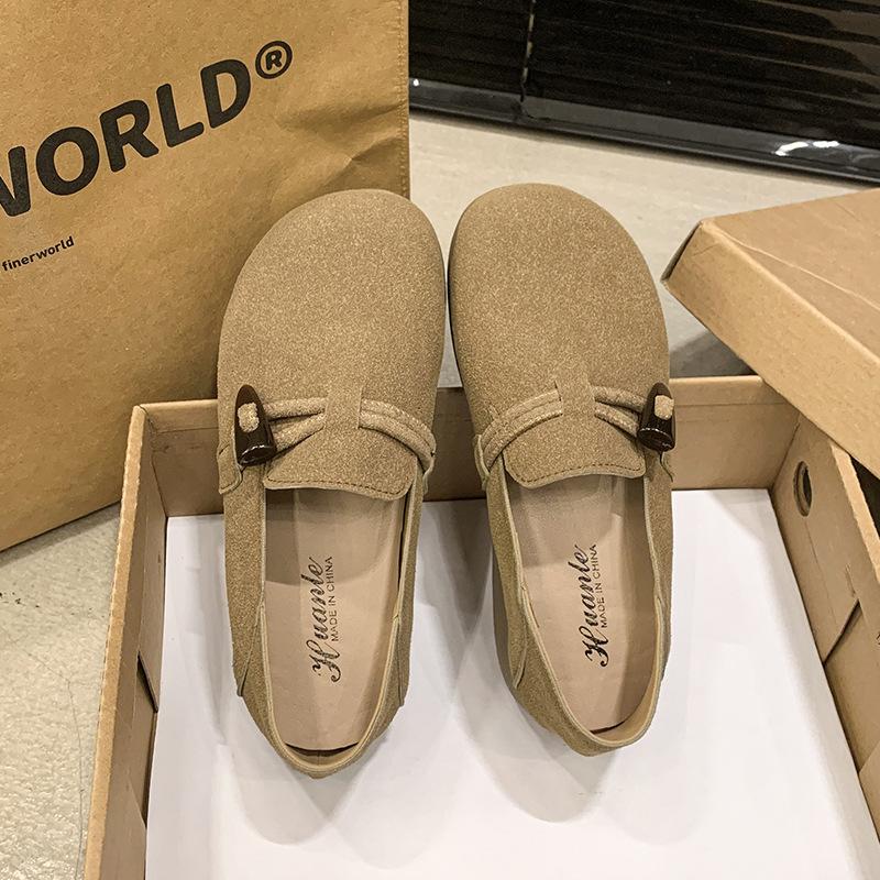 Birkenstocks Women's Velvet Doudou Shoes 2025 New Autumn and Winter Women's Shoes Flat Shoes Mao Mao Shoes One Foot Cotton Shoes