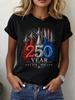 Ilstile Womens 250th Anniversary 17762026 TShirt Patriotic American Flag Jet Fighter Print Casual Short Sleeve Tops