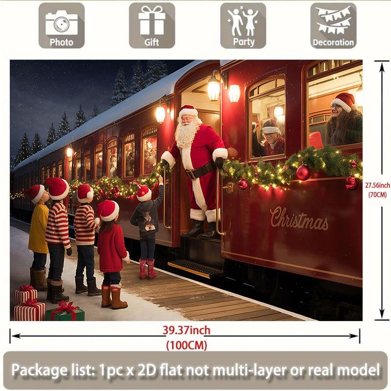 1Pcs Christmas Train Santa Children Decoration Background Winter Backdrop For Photo Studio Photo Booth Party