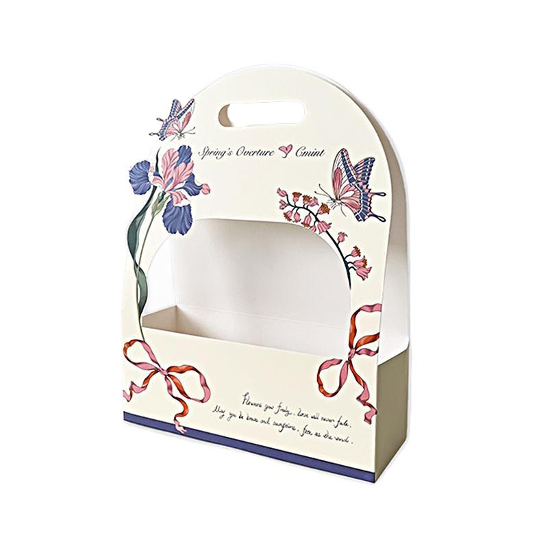 

1шт Ілюстрація Квіткова Коробка Свіжа Портативна Ручна Робота DIY Упаковка Букету Подарунки до Свята Квіткова Коробка Принт Метелика фіолетовий