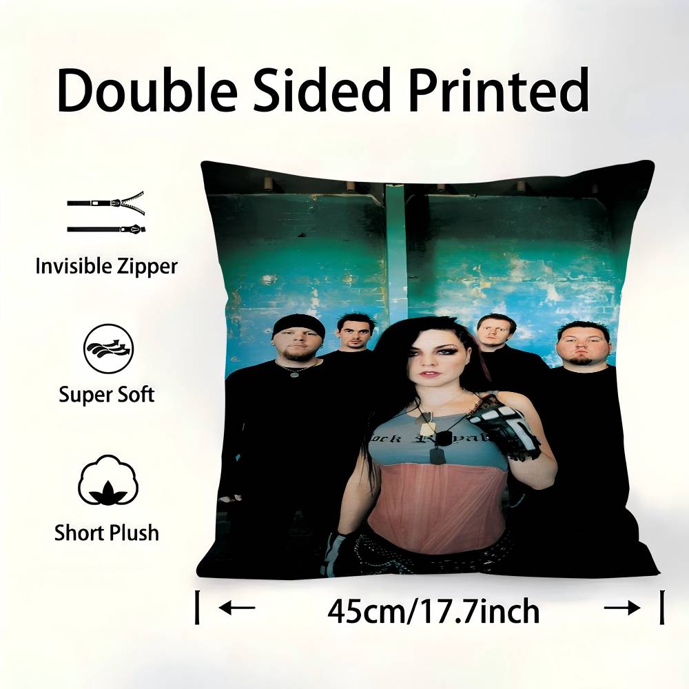 Evanescence Rock Bands Cushion Cover Car Throw Pillow Case For Sofa Car Christmas Gift