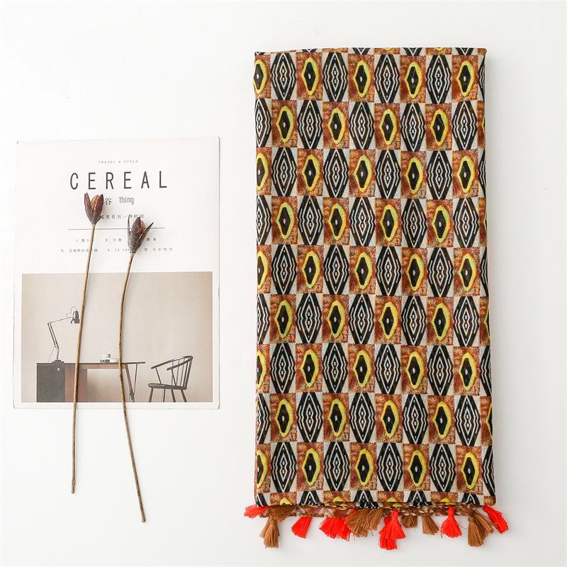 Spring & Summer Geometric Ethnic Silk Scarf - Exotic Style for Women