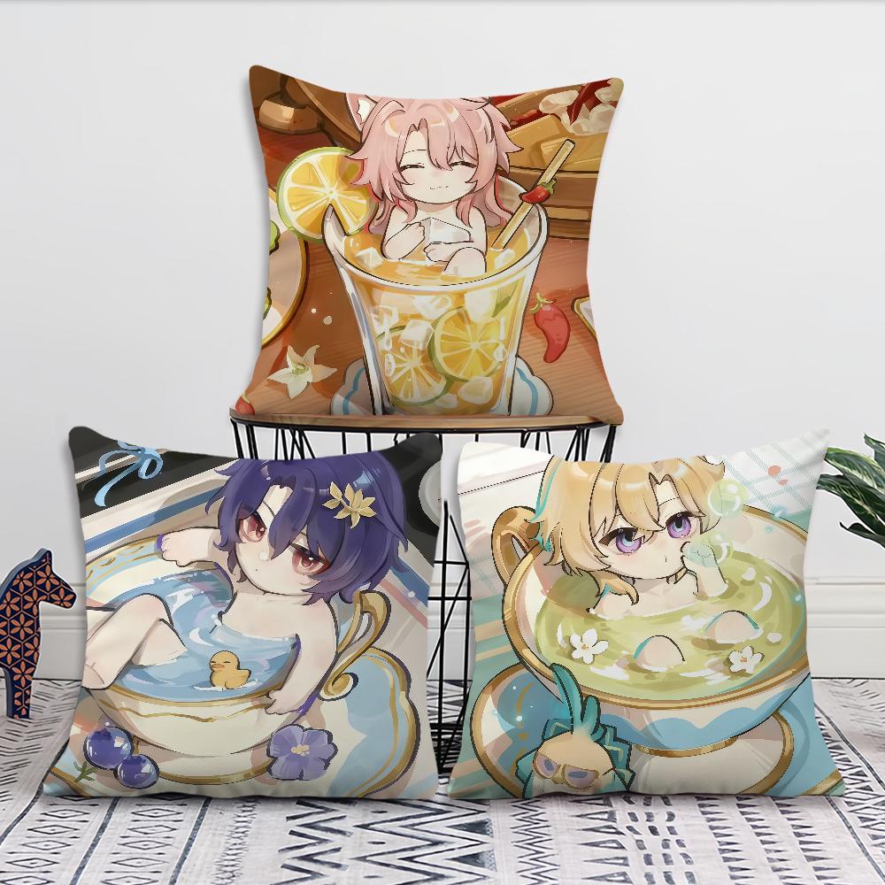 Gra Honkai Star Rail Kreskówkowa poszewka na poduszkę Poszewka na poduszkę Dekoracja Pokój Dom Sofa salon Biuro Samochód Skandynawska Prostota