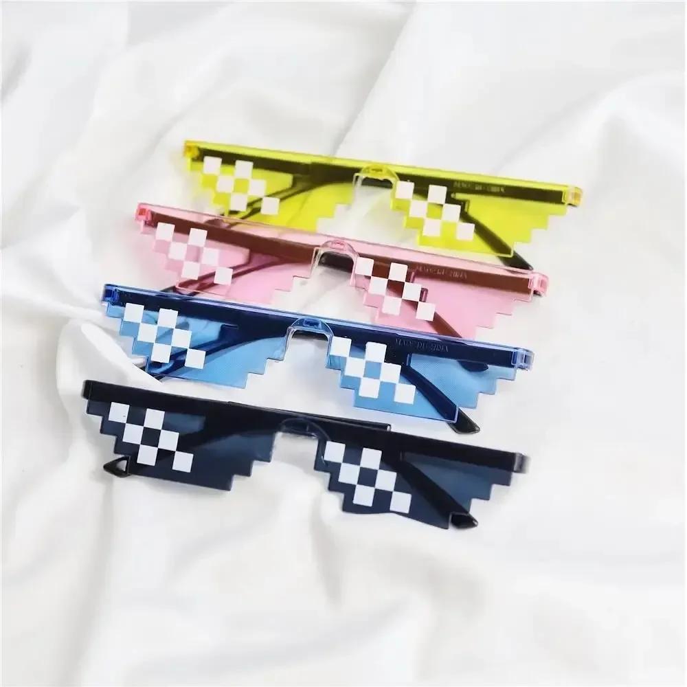 1PC Black mosaic sunglasses anime mischievous dark glasses mosaic pixel glasses disco funny toys