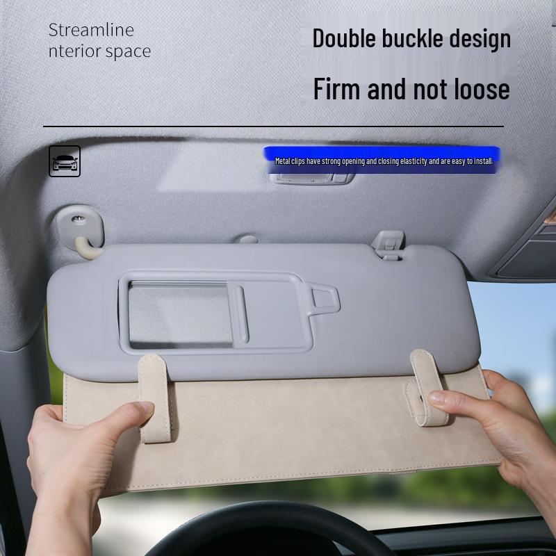 Extended Sun Visor with Sunglasses and Card Holder for Driver and Passenger