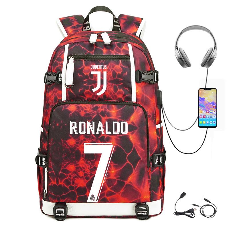 Football Star Cr7 Peripheral Personality Print Youth Backpack Large Capacity Leisure Travel Bag