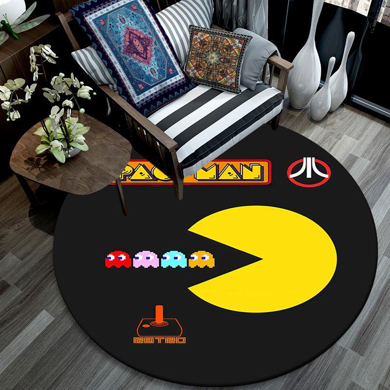 Pac‑Man Poster Pattern Round rug,Carpet Rug for Living Room Bedroom Playroom ,Non-slip Floor Mat,Holiday Gifts and Birthday Gifts.