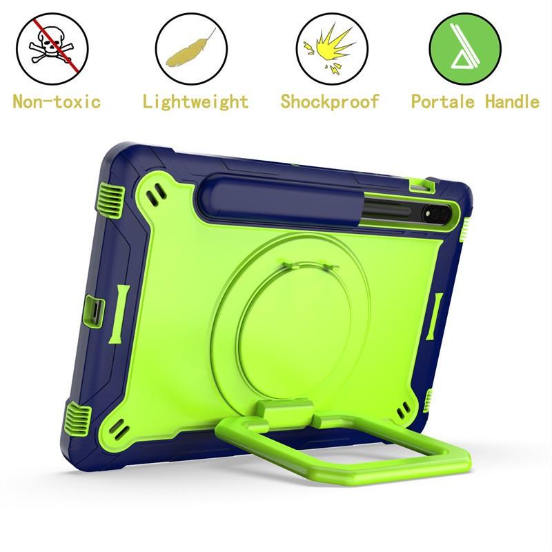 Shockproof Silicone PC Tablet Case With Strap Kickstand Galaxy Tab S7 S8 Plus - Multi Color Options