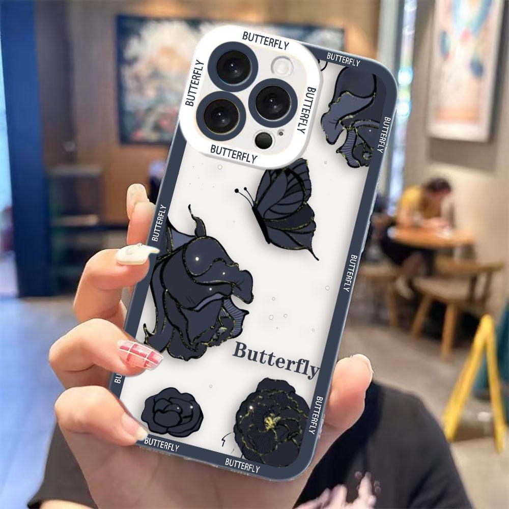 Butterfly Flowers Cover Clear Phone Case For OPPO RENO 15 15F 14 14F 13 13F 12 12F 11 11F 10 8 8Z 8T 7 7Z 6Z 5 5F TPU Case Shell