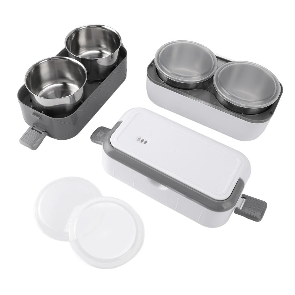 Electric Lunch Box 200W Rapid Heating Auto Shut Off Portable Food Heater with 4 Stainless Steel 