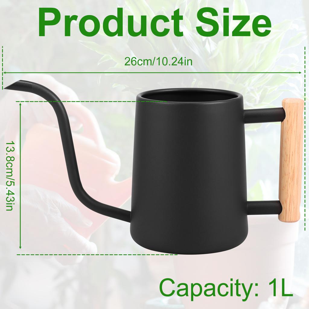 1L Plant Watering Can Stainless Steel Long Nozzle Watering Pot With Handle Leak-proof Gardening Watering Tools for Potted Plants