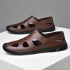 Summer Hollowed-out Breathable Sandals Men's Casual Loafers Over Feet Casual Beach Leather Shoes One Pedal Doudou Shoes Foreign Trade