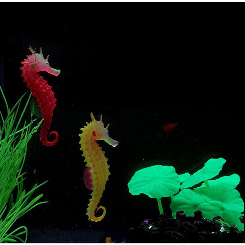 Simulate Silicone See Horse Landscape with Fluorescent & Luminous Effect Ornament for Aquarium Fish