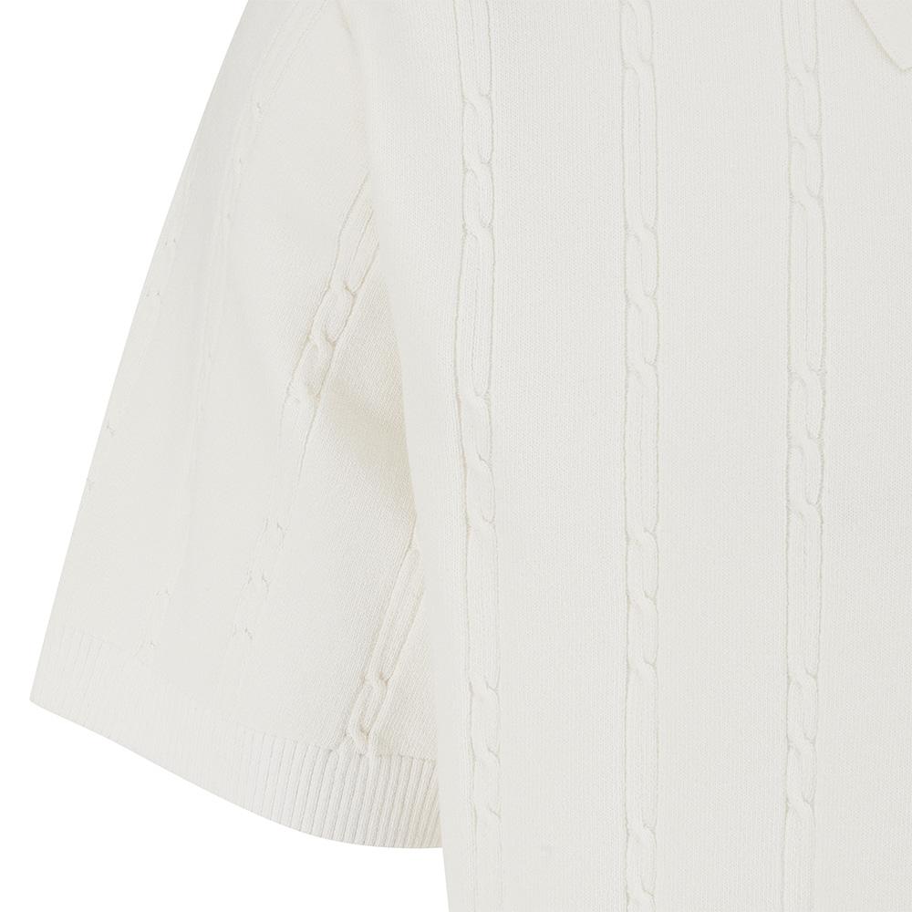 MALBON GOLF M Chain Cable Pattern Casual Short Sleeve Knit Ivory (Man)