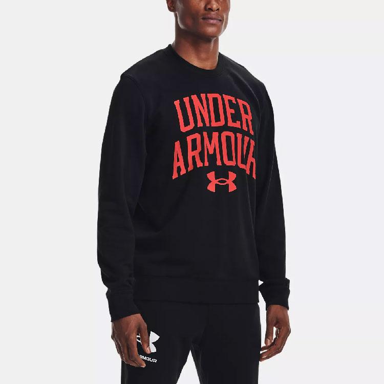 Under Armour Rival Fleece Logo Print Crew Sweatshirt Men Tops Black 1361561-002