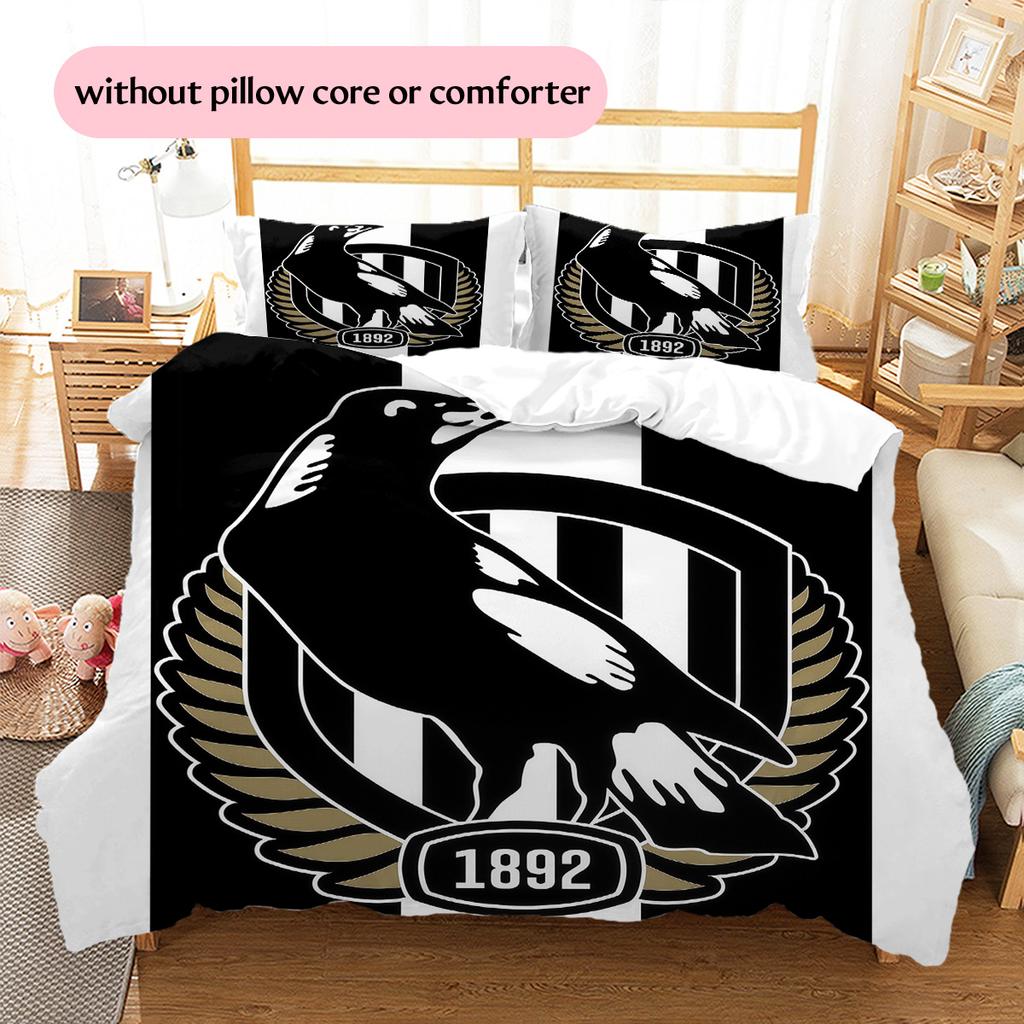 Magpies de Collingwood Set de Colcha con Patrón Decoración del Hogar Regalo (1 funda nórdica + 2 fundas de almohada sin relleno.)