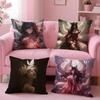 Nine-Tailed Fox Girl Cushion Cover Plush Fabric Soft Double-Sided Printed Sofa Warm Winter Home Gift Pillow Cover