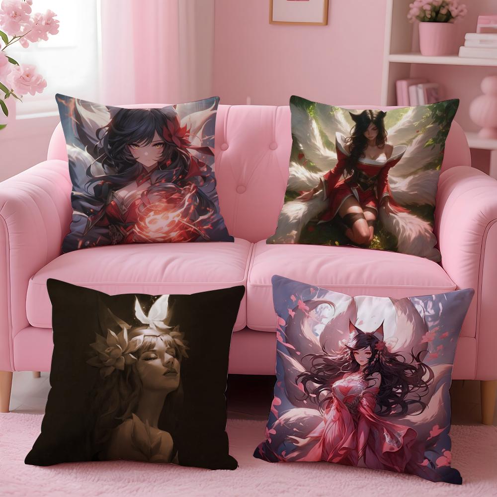 Nine-Tailed Fox Girl Cushion Cover Plush Fabric Soft Double-Sided Printed Sofa Warm Winter Home Gift Pillow Cover