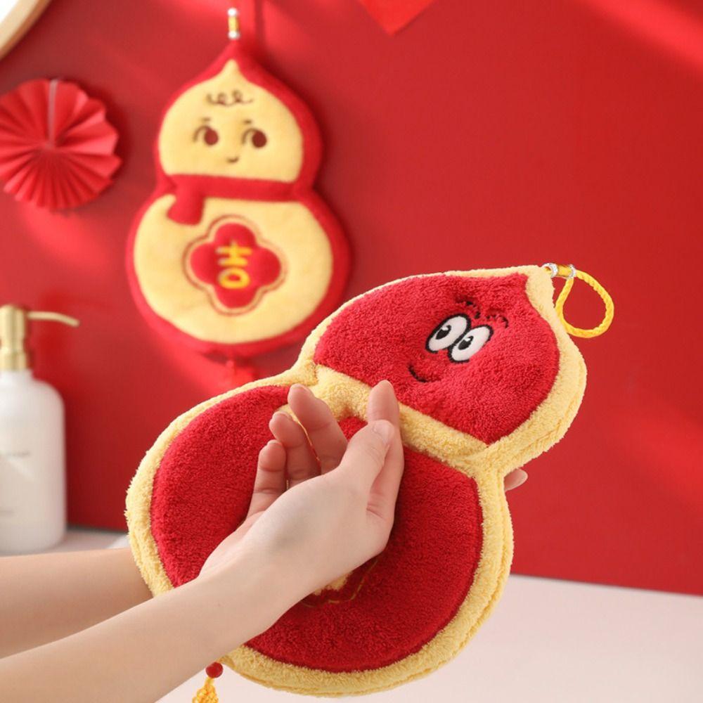 Coral Velvet New Year Hand Towel Thickened Bathroom Kerchief Cute Washcloth  Household