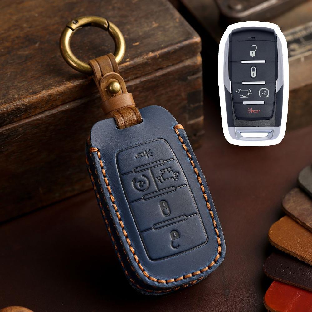 Handmade Genuine Leather Key Cover for Dodge GMC Pickup Truck Car Keys Protection