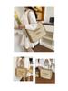 Women's Large Capacity South Wind Chic Straw Woven Tote Bag with Embroidered Letters