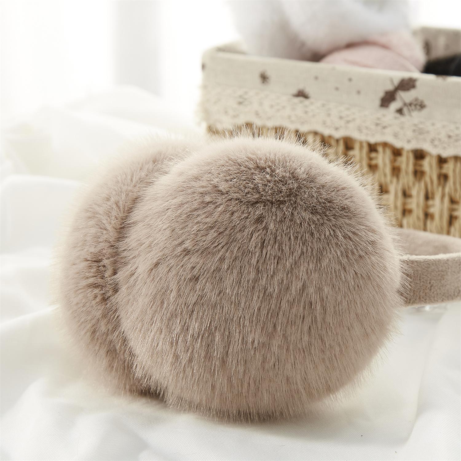 

Инновационные бежевые наушники, складные, искусственный мех кролика, плюшевые, теплые, женские, для лучших друзей, рождественские подарки