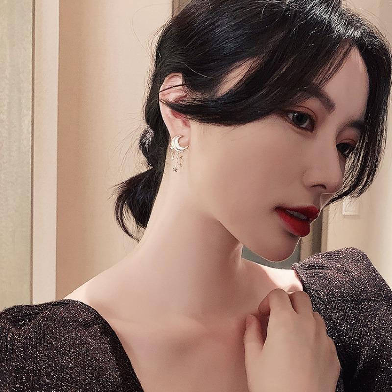 Cute Moon Star Pendant Earrings, Exquisite Mini Earrings, Women's Fashion Earrings Gift