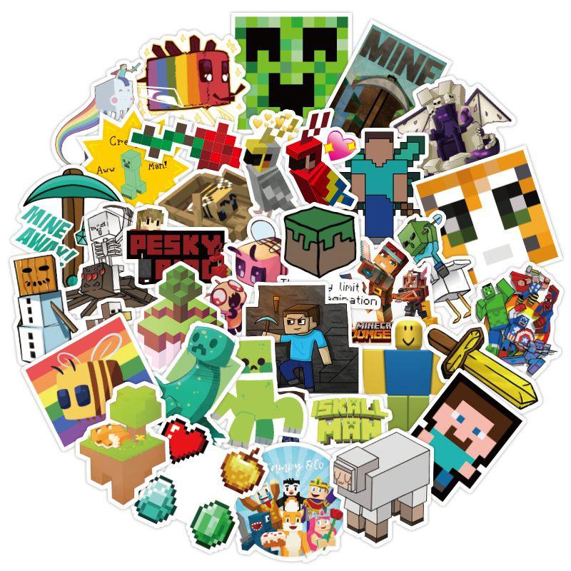 Game Minecraft 50pcs Stickers Pvc Waterproof Lapyop Bike Luggage Suitcase Decals