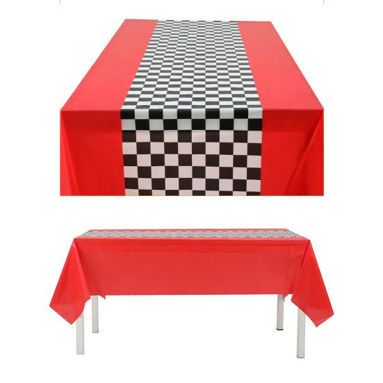 3Pcs Table Cloth Lightweight Portable Classic Retro Racing Car Style Tablecloths for Racing Fans Car Party Decoration