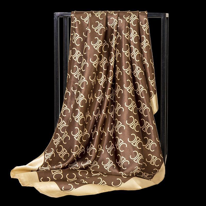 

90 квадратных шарфов атласный платок на голову имитация шелка модный шелковый шарф универсальный трендовый квадратный шарф для матери шарф satin 90 * 90