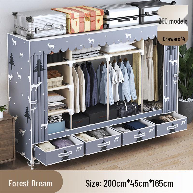 Wardrobe with Dustproof Drawers - Ideal for Rental Rooms