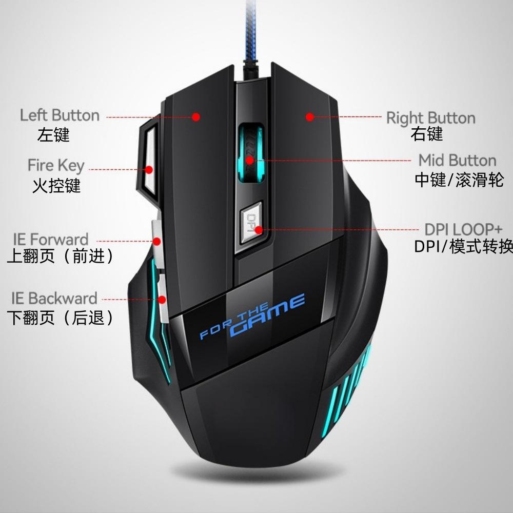 RGB Backlit Wired Gaming Mouse 7-Buttons USB 2400DPI Adjustable Ergonomic Computer Optical Sensor Mouse For PC Computer Laptop