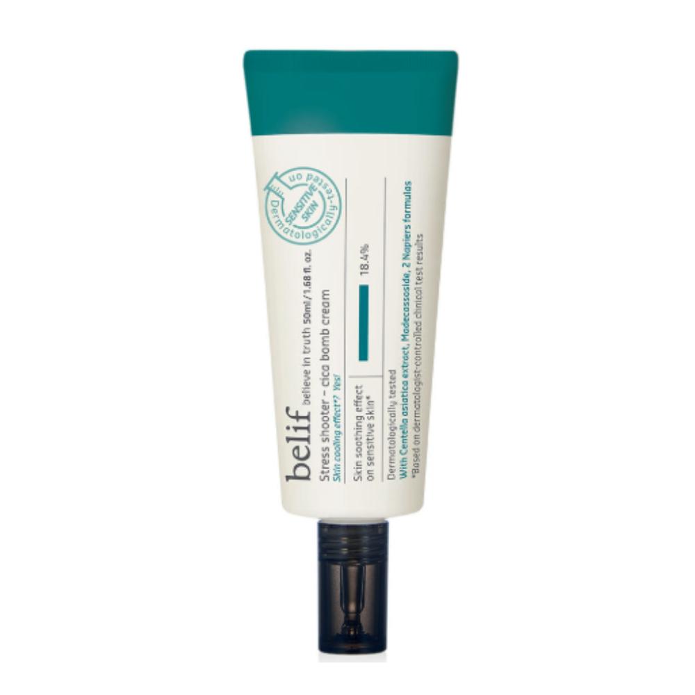Belif Stress Shooter-Cica Bomb Cream 50mL - Instant Soothing & Cooling Relief for Sensitive Skin, Intensive Hydrating Cica Moisturizer