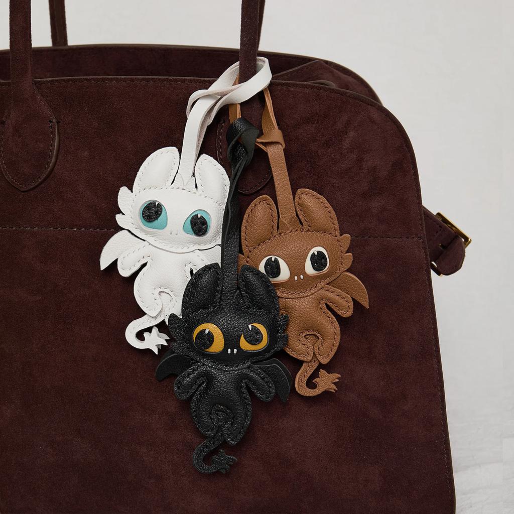 Sheepskin Handmade Leather Cute Dragon Bag Charm KeyChain Gift Cute Decoration Suitable For Bags Exquisite Charm Bag Accessories
