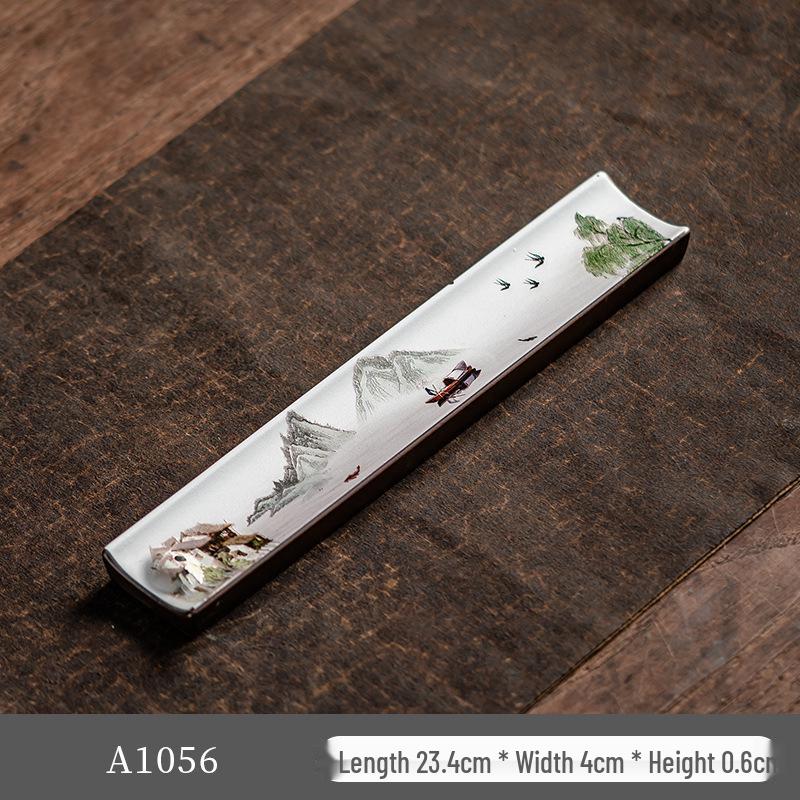 Guochao River & Mountain Ceramic Incense Holder - Retro Incense Stick Tray for Indoor Use