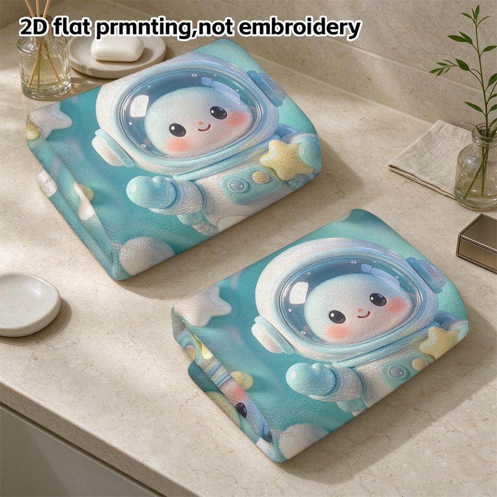 Cute Astronaut Space Print Towel, Fast Absorbent Soft Face Towel, Lightweight Bath Towel for Kids