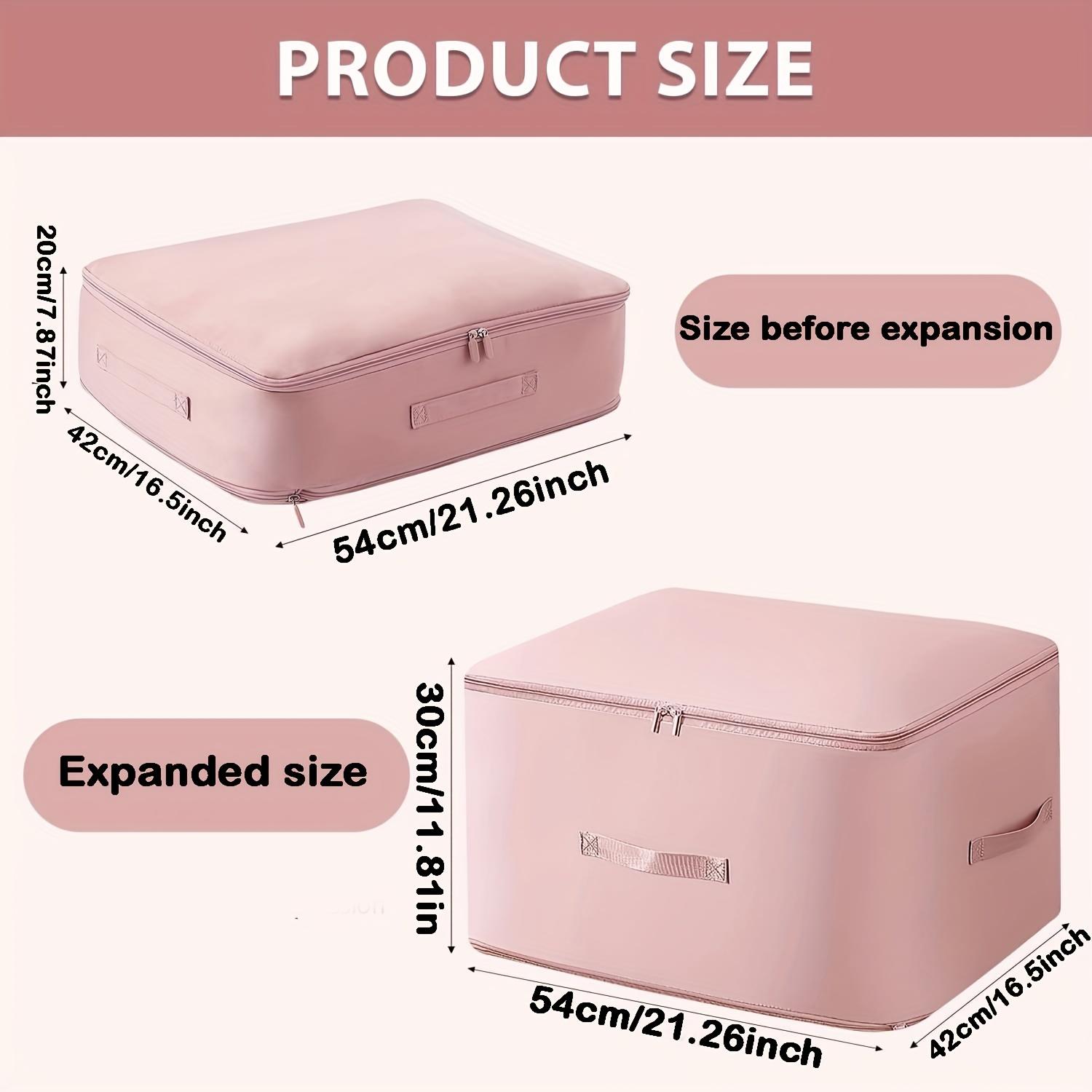 

Polyester Vacuum Compression Storage Bags for Clothes Reusable Travel Organizer with Double Zipper Large Capacity Garment Bag 54x42x20cm розовый