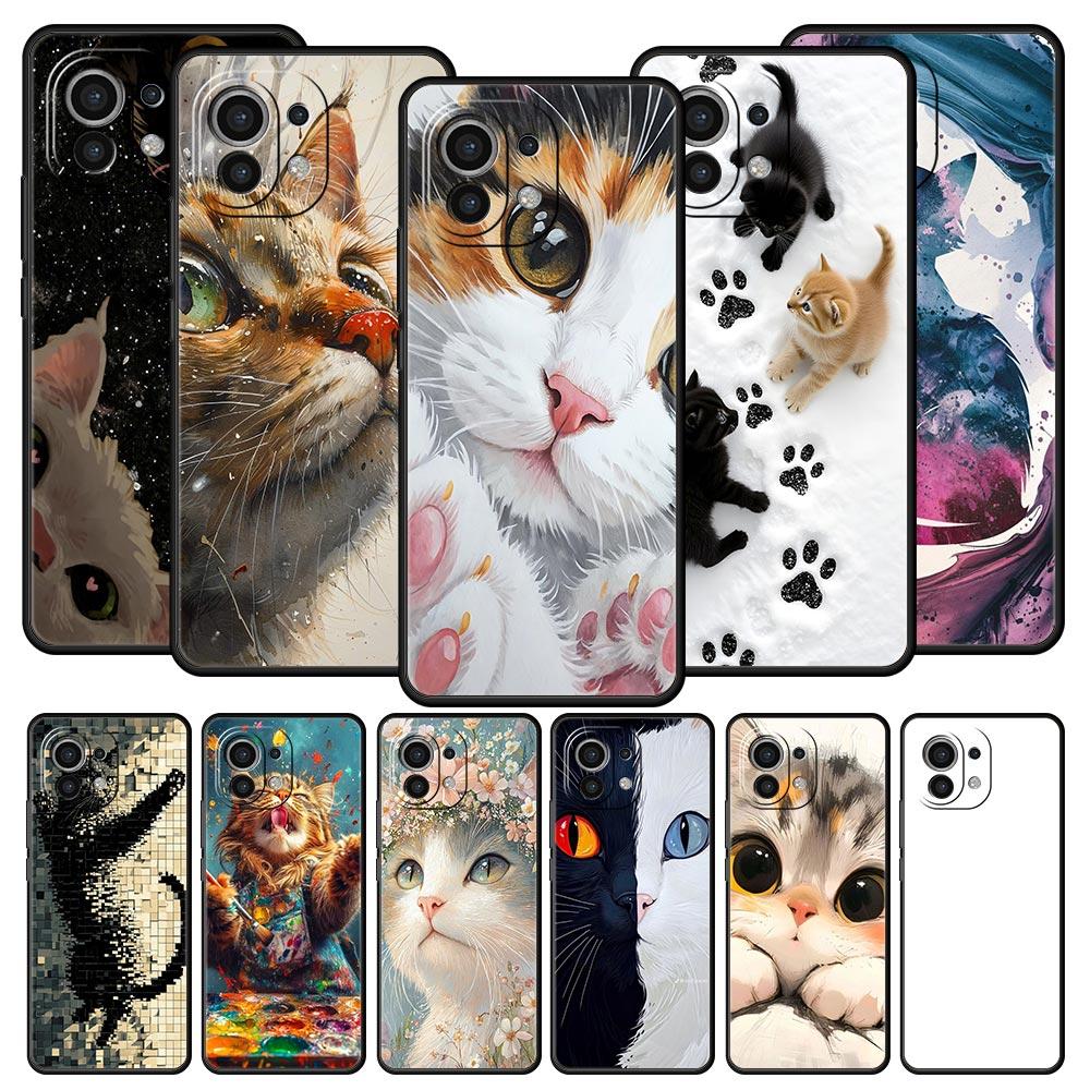 Cute Cat Phone Case Cover for Xiaomi Mi 17 15 14 13 12 11 Ultra 15T 14T 13T 12T 11T Pro Lite 5G Soft TPU Shell Fundas Capas Bags